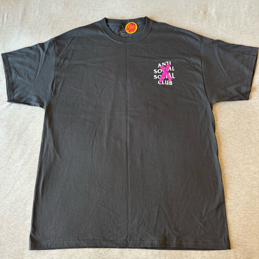 Anti Social Social Club Charcoal‎ Tee with Pink Logo